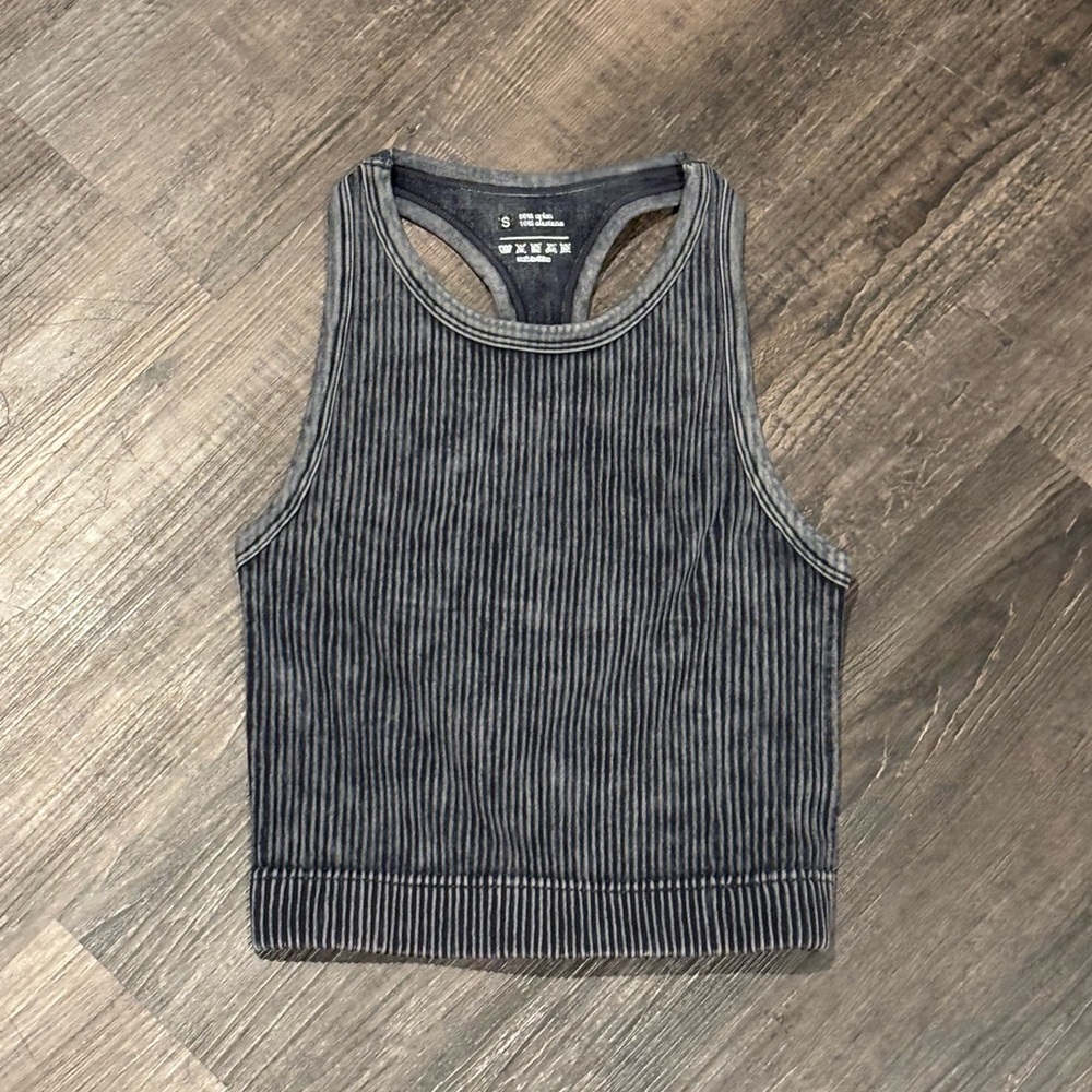 Sleeveless Ribbed Tank with Interior Care Print